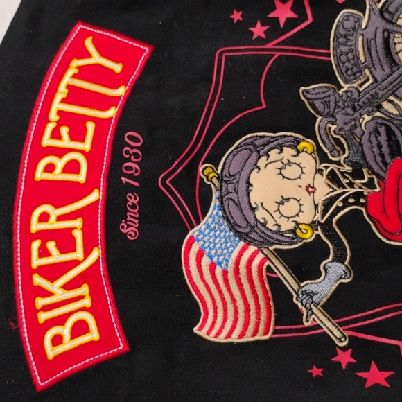 FLASH SALE! RARE! NWOT Betty Boop '13 Biker Betty Motorcycle Club Bomber Jacket - Picture 8 of 11